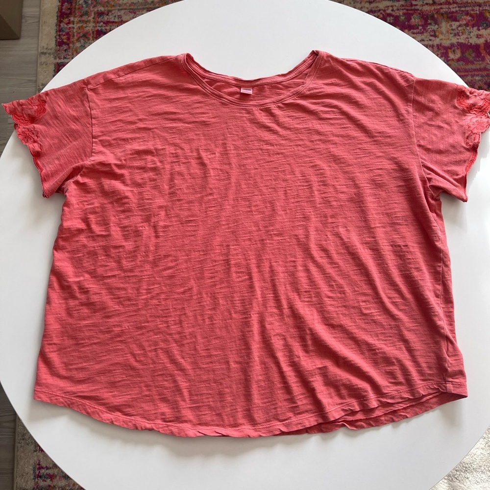 Old Navy Coral Tee with Decorative Short Sleeve